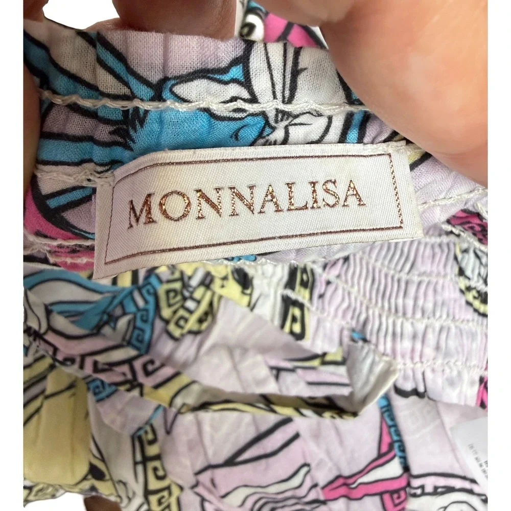 monnalisa Looney Tunes Muslin Dress Girls Size 5 Italian Luxury Off The Shoulder